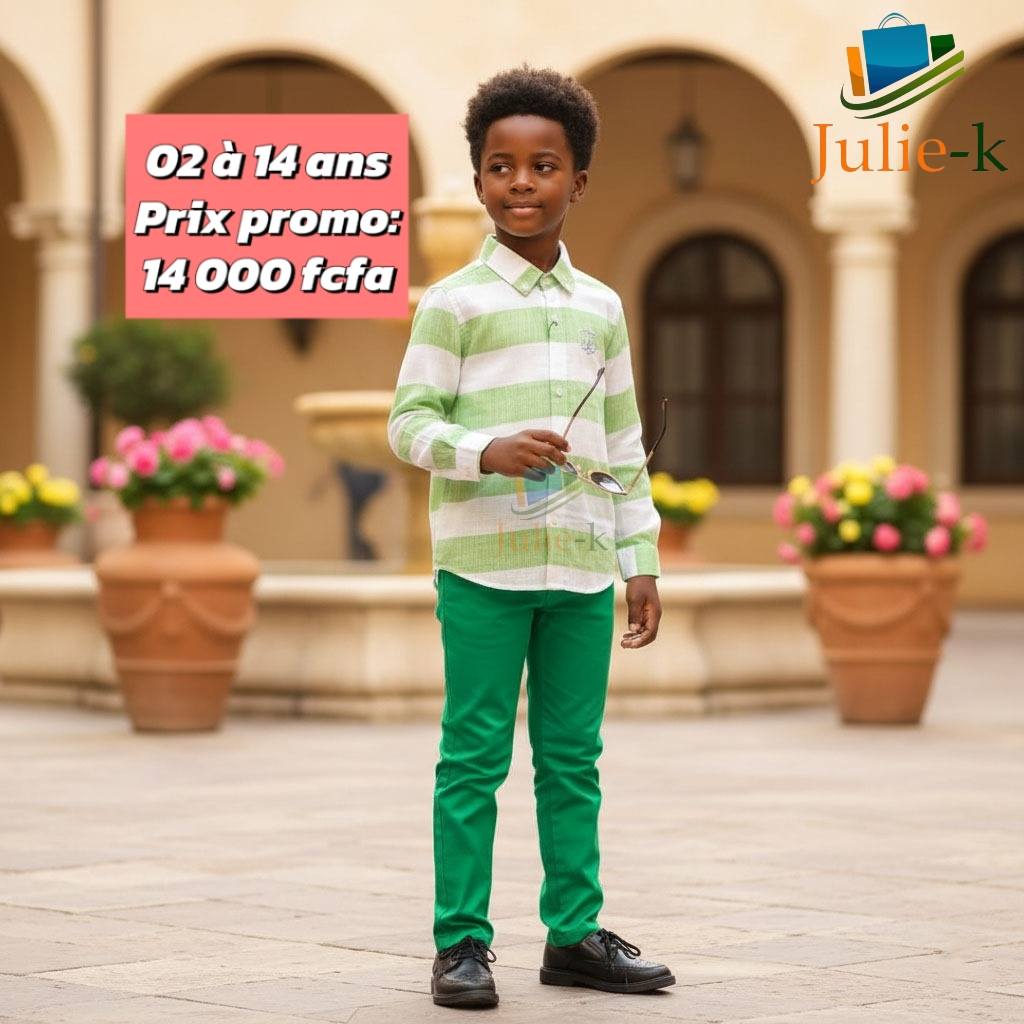 Refined Casual Outfit (Green & White) - Julie K-Shop